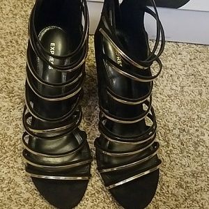 Black suede wedge type of heel